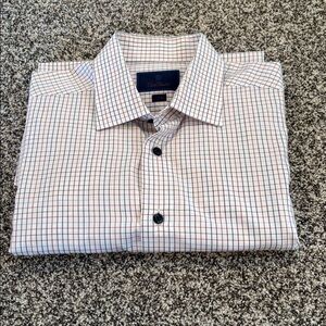 David Donahue Men's Dress Shirt - Blue and White Check